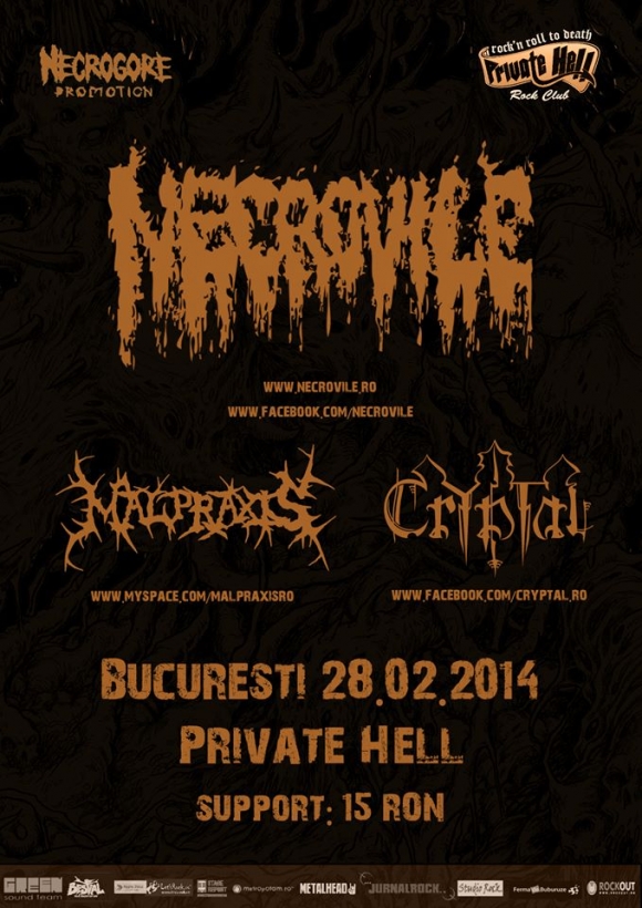 Concert Necrovile, Malpraxis si Cryptal in Private Hell Club