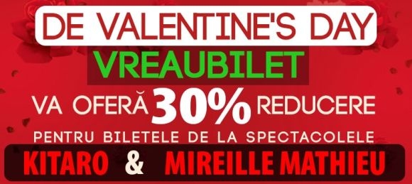 Vreau Bilet.ro iti face reducere la bilete de Valentine's Day