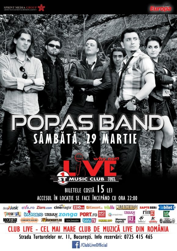 Concert Popas Band in Club Live din Bucuresti