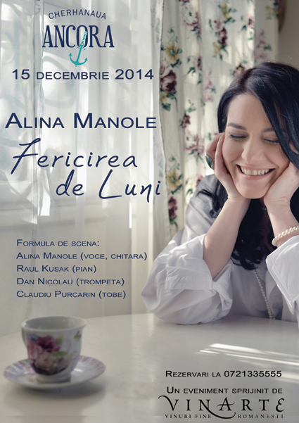 Eveniment gurmand cu concert folk-jazz Alina Manole