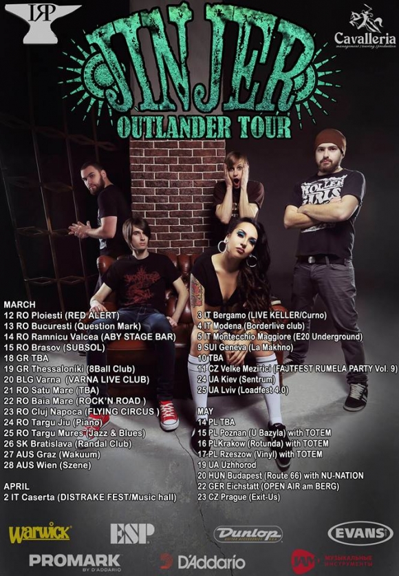 9 concerte in Romania - Jinjer Outlander Tour 2015