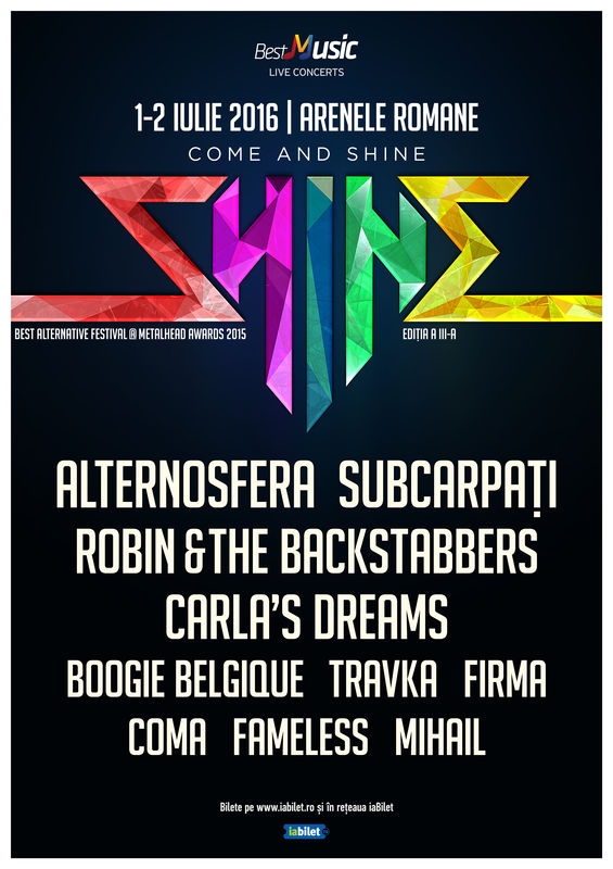 La Festivalul SHINE 2016 canta Alternosfera, Carla's Dreams, Mihail si Boogie Belgique