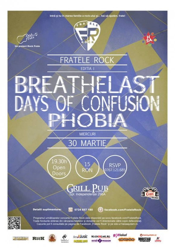 Concert caritabil Breathelast, Days of Confusion si Phobia in Grill Pub