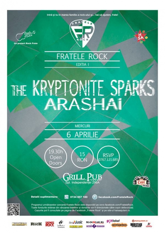 Concert caritabil cu The Kryptonite Sparks si Arashai in Grill Pub