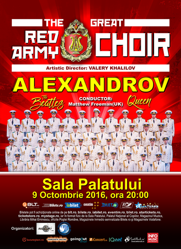Concert extraordinar Corul Alexandrov - Red Army Choir la Sala Palatului din Bucuresti