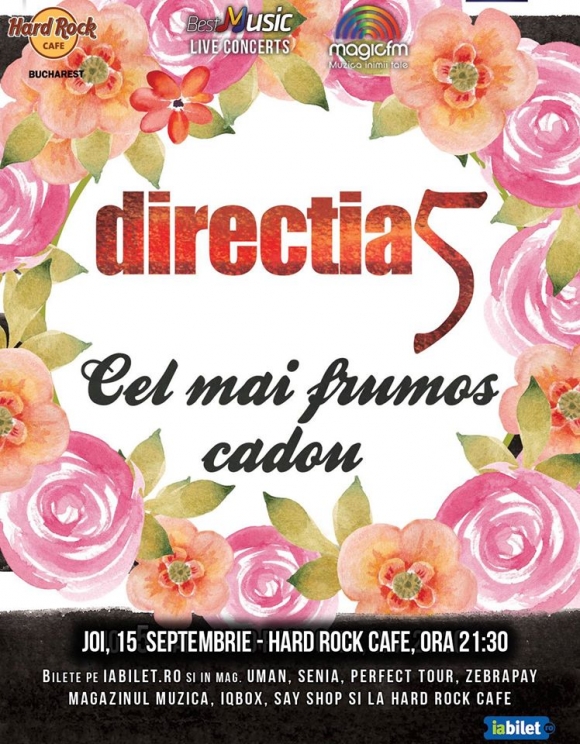Concert Directia 5 la Hard Rock Cafe din Bucuresti, 15 septembrie 2016