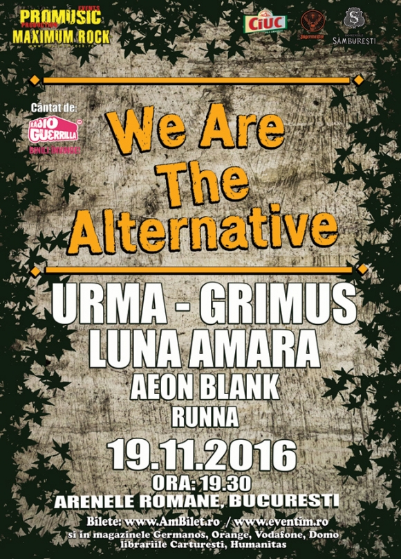 Noua editie We Are The Alternative reuneste pe aceeasi scena trupele Urma, Grimus, Luna Amara, Aeon Blank si Runna