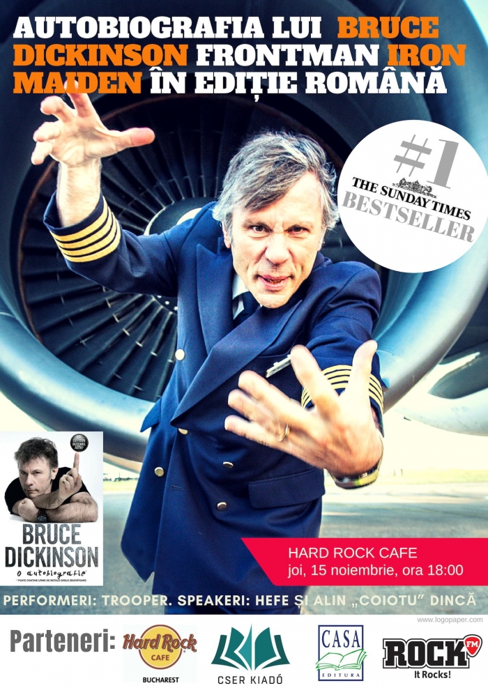 Lansare autobiografie Bruce Dickinson - 'La ce-i bun butonul ăsta?', la Hard Rock Cafe, București
