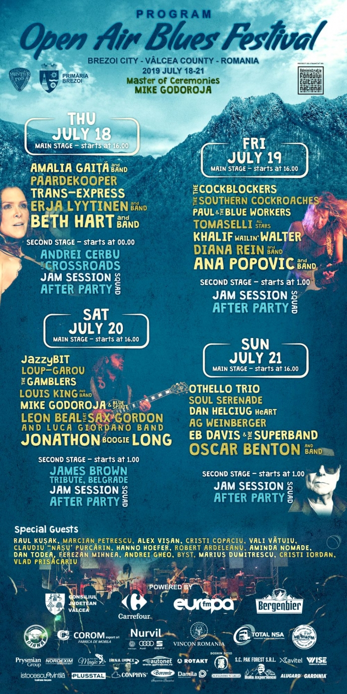 Programul pe zile la Open Air Blues Festival Brezoi 2019
