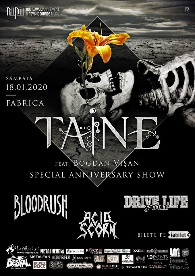 Concert aniversar Taine, Bloodrush, Drive Your Life si Acid Scorn in club Fabrica