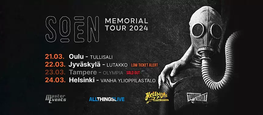 SOEN va sustine 4 concerte in Finlanda in martie 2024