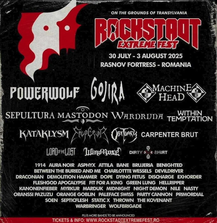 Machine Head, Sepultura, Carpenter Brut si alte 37 de trupe confirmate pentru Rockstadt Extreme Fest 2025