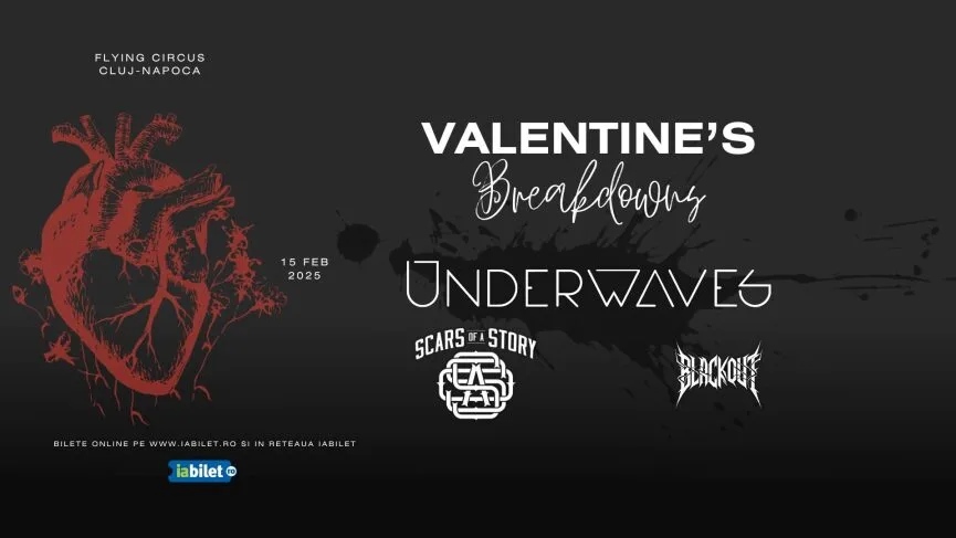 Valentine's Breakdowns cu Underwaves, Scars of A Story si Blackout in Flying Circus din Cluj-Napoca