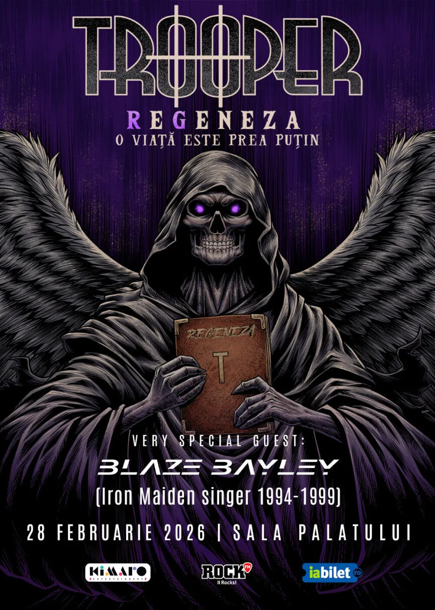 Trooper anunta REGENEZA, pe 28 februarie 2026, la Sala Palatului, alaturi de Blaze Bayley