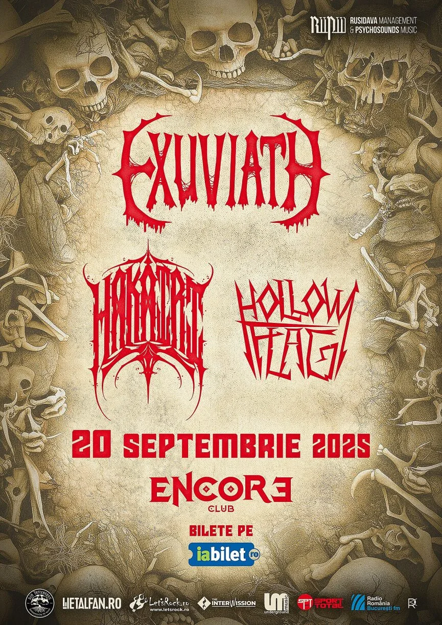 Concert Exuviath, Hakairi și Hollow Flag în Encore Club din Bucuresti