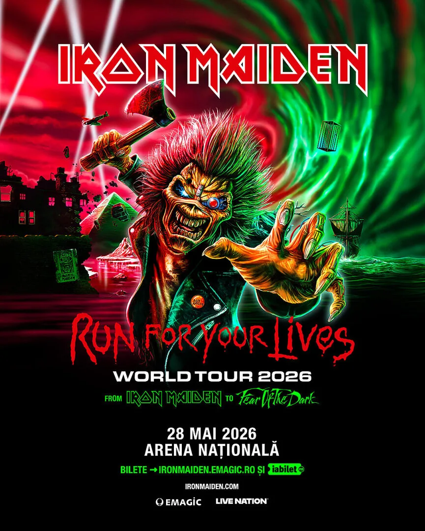 Concert IRON MAIDEN la Arena Nationala pe 28 mai 2026, in cadrul turneului RUN FOR YOUR LIVES