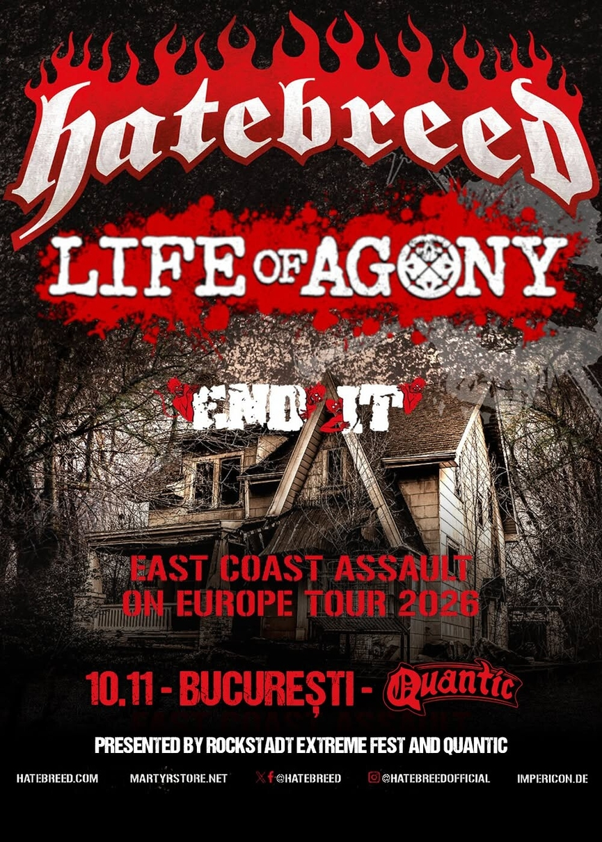 Hatebreed si Life Of Agony vor sustine un concert in club Quantic din Bucuresti