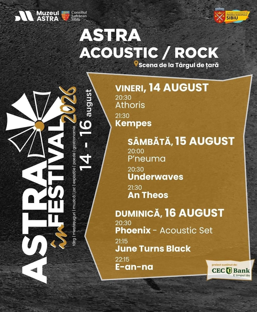 ASTRA Acoustic - Rock 2026 aduce trei seri de muzică live la Muzeul ASTRA din Sibiu