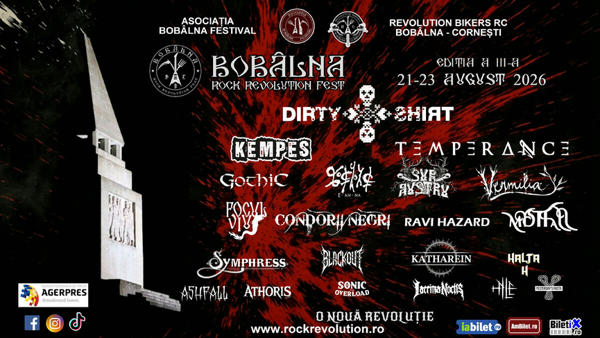 Rock Revolution Fest Bobâlna 2026: trei zile de rock, motoare, tradiție și energie pe platoul Răscoalei de la Bobâlna