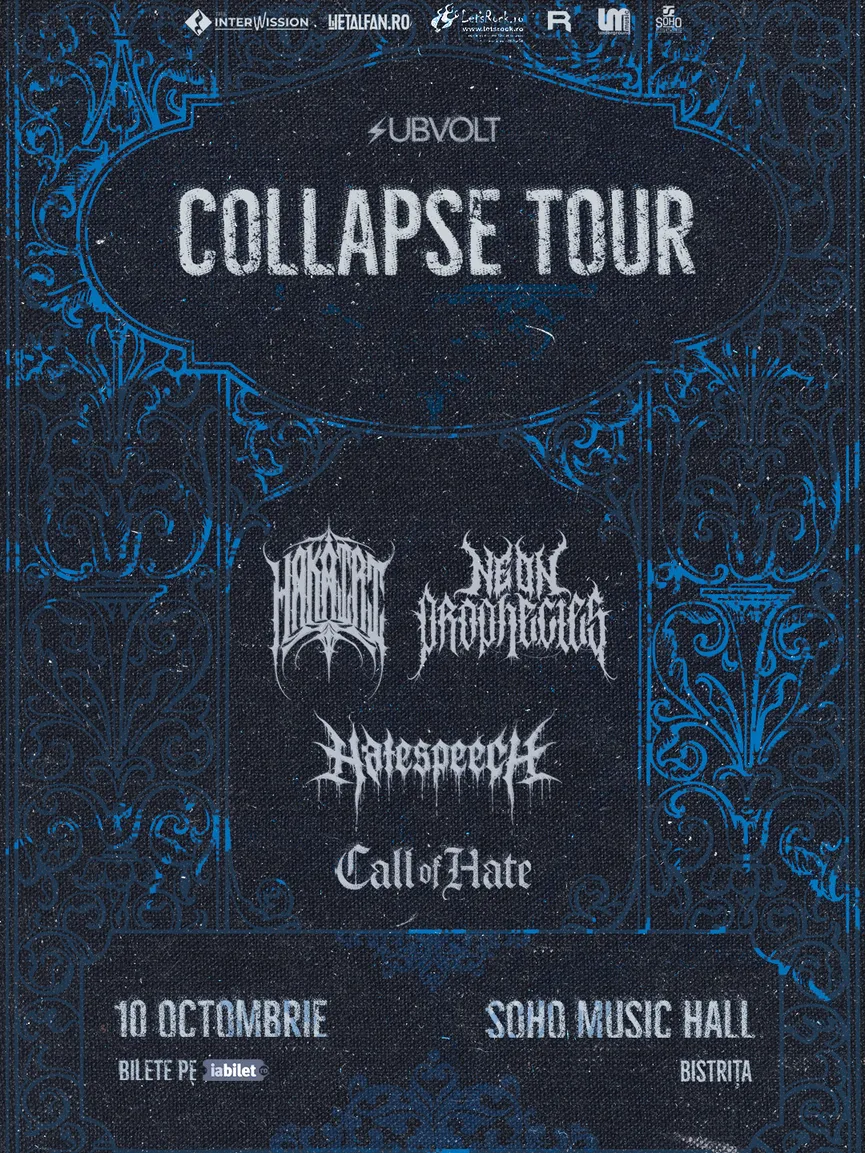Concert Hakairi, Neon Prophecies, Hatespeech și Call of Hate live în Soho Music Hall, Bistrița