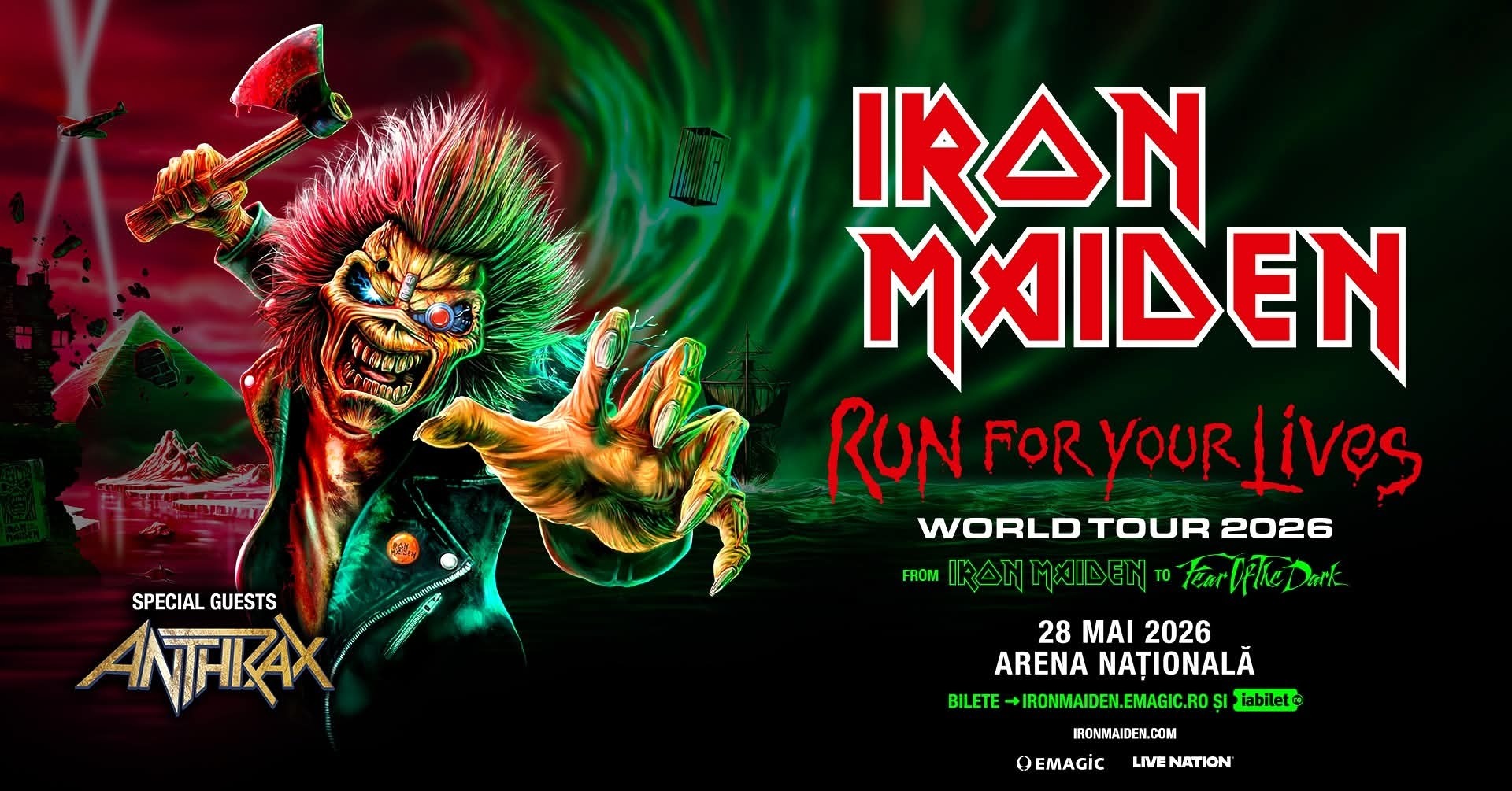 Cronică de concert Anthrax și Iron Maiden la București, Arena Națională, 28 mai 2026