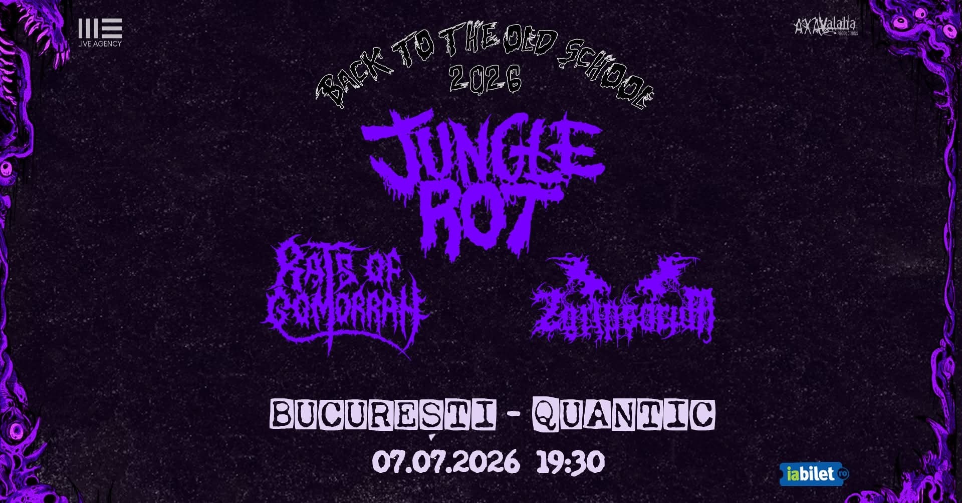 Cronică de concert Zgripsorum, Rats of Gomorrah și Jungle Rot în Quantic. 7 iulie 2026